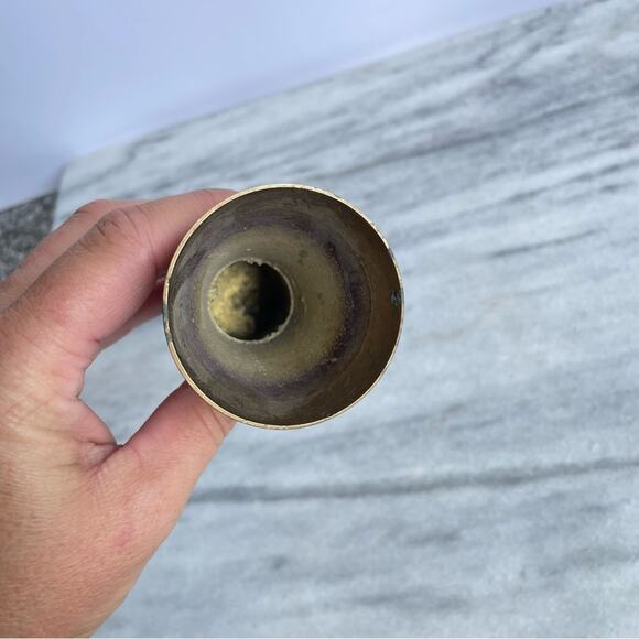 Vintage | Solid Brass Small Vase Made In India Decor Design Gold Metal Shelf - Picture 6 of 7